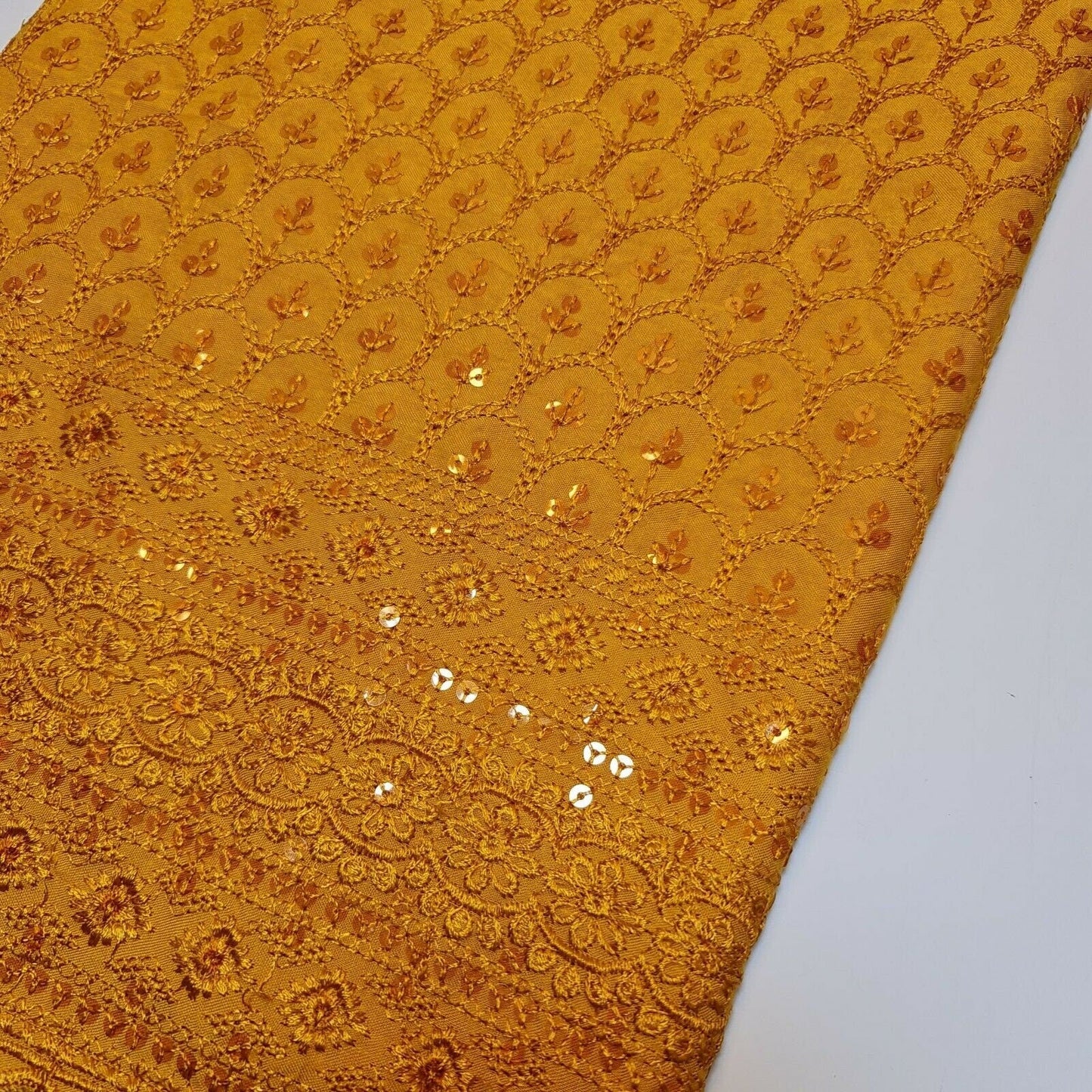 Broderie Anglaise Sequin Embroidery Viscose Fabric – 44" Wide Soft Dressmaking & Craft Material