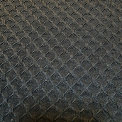 Black Waffle Viscose Jersey Fabric – Luxury Stretch Dress & Craft Material 58" Wide