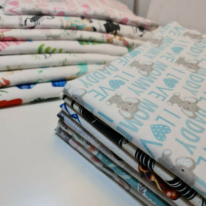 100% Cotton Brushed Flannel Winceyette Fabric – 44" Wide Printed Material for Quilting & Sewing Projects