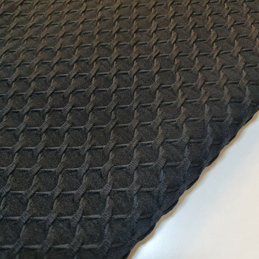 Black Waffle Viscose Jersey Fabric – Luxury Stretch Dress & Craft Material 58" Wide