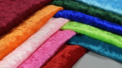 Crushed Velvet Stretch Velour Fabric – 58" Wide Plain Solid Colours Premium Material for Dresses, Crafts Projects