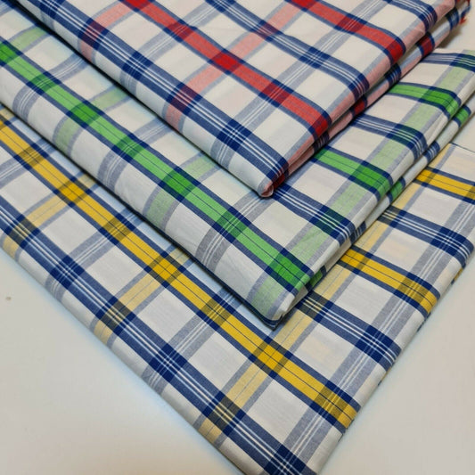 100% Soft Cotton Poplin Tartan Stripes Checks Fabric Dress Craft Costume Material  58" By The Meter