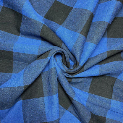 Premium 100% Cotton Gingham Khadi Handloom Fabric – 2" Check Soft Linen, 42" Wide