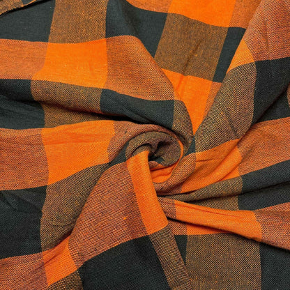 Premium 100% Cotton Gingham Khadi Handloom Fabric – 2" Check Soft Linen, 42" Wide