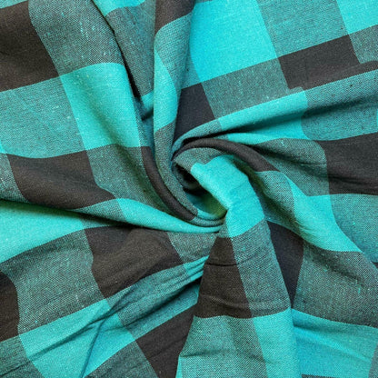 Premium 100% Cotton Gingham Khadi Handloom Fabric – 2" Check Soft Linen, 42" Wide