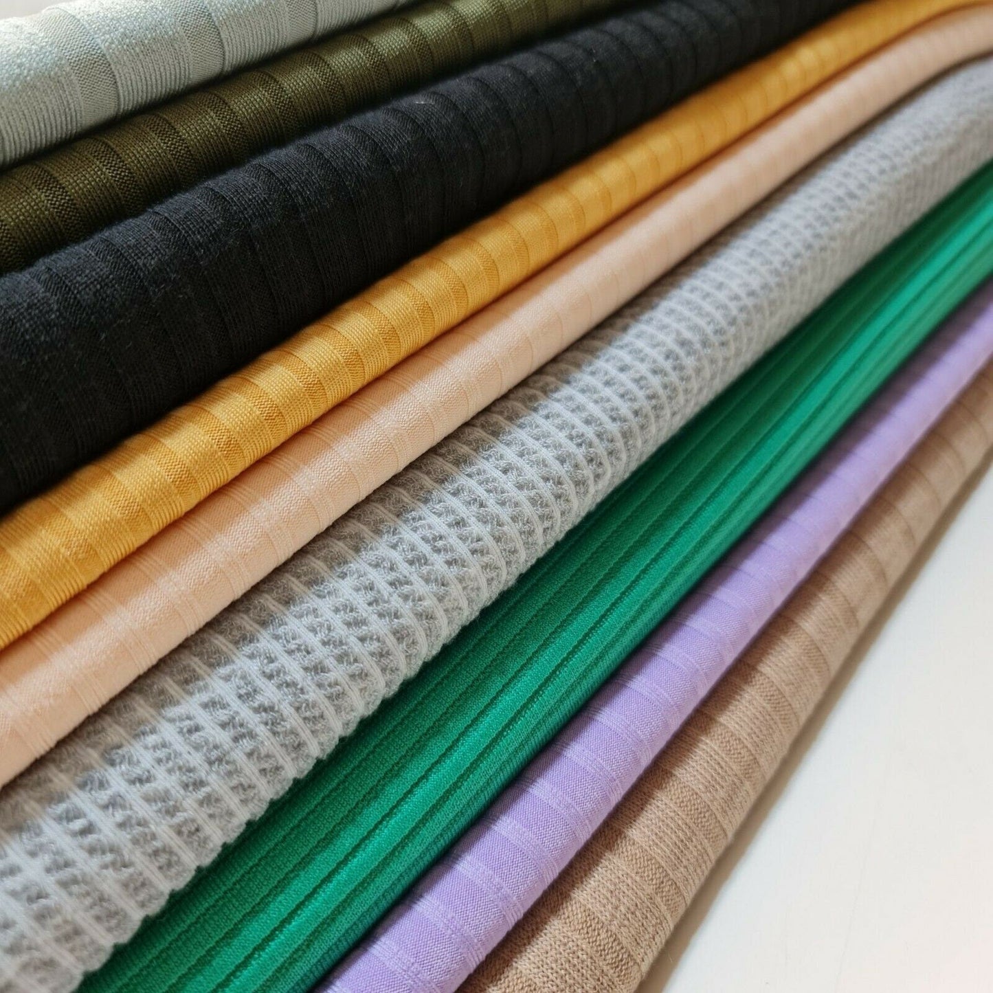 Ribbed Stretch Jersey Fabric – 58" Wide Viscose Polyester Spandex Blend – 4-Way Stretch Dress & Craft Material by the Metre