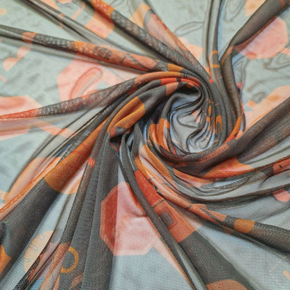 Power Net Fabric – 58" Wide Premium Printed Sheer 4-Way Stretch Mesh Dress Material