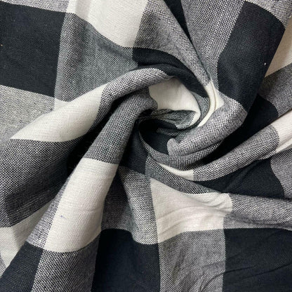 Premium 100% Cotton Gingham Khadi Handloom Fabric – 2" Check Soft Linen, 42" Wide
