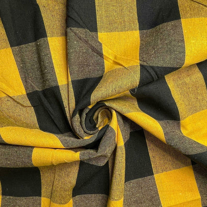 Premium 100% Cotton Gingham Khadi Handloom Fabric – 2" Check Soft Linen, 42" Wide