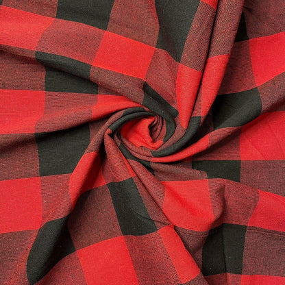 Premium 100% Cotton Gingham Khadi Handloom Fabric – 2" Check Soft Linen, 42" Wide