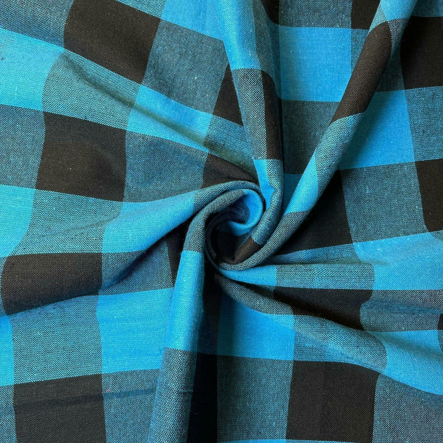 Premium 100% Cotton Gingham Khadi Handloom Fabric – 2" Check Soft Linen, 42" Wide
