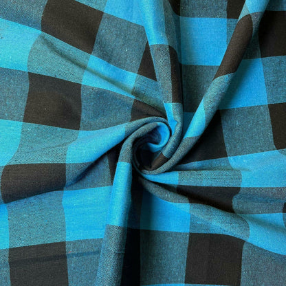 Premium 100% Cotton Gingham Khadi Handloom Fabric – 2" Check Soft Linen, 42" Wide