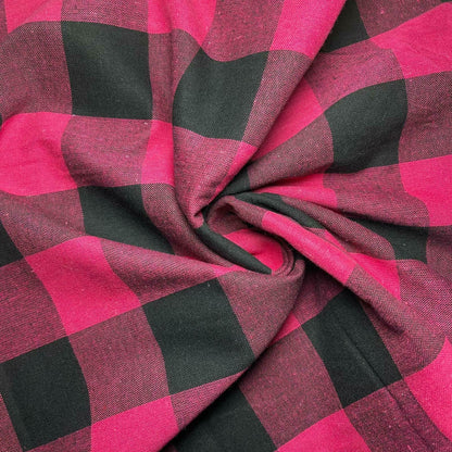Premium 100% Cotton Gingham Khadi Handloom Fabric – 2" Check Soft Linen, 42" Wide