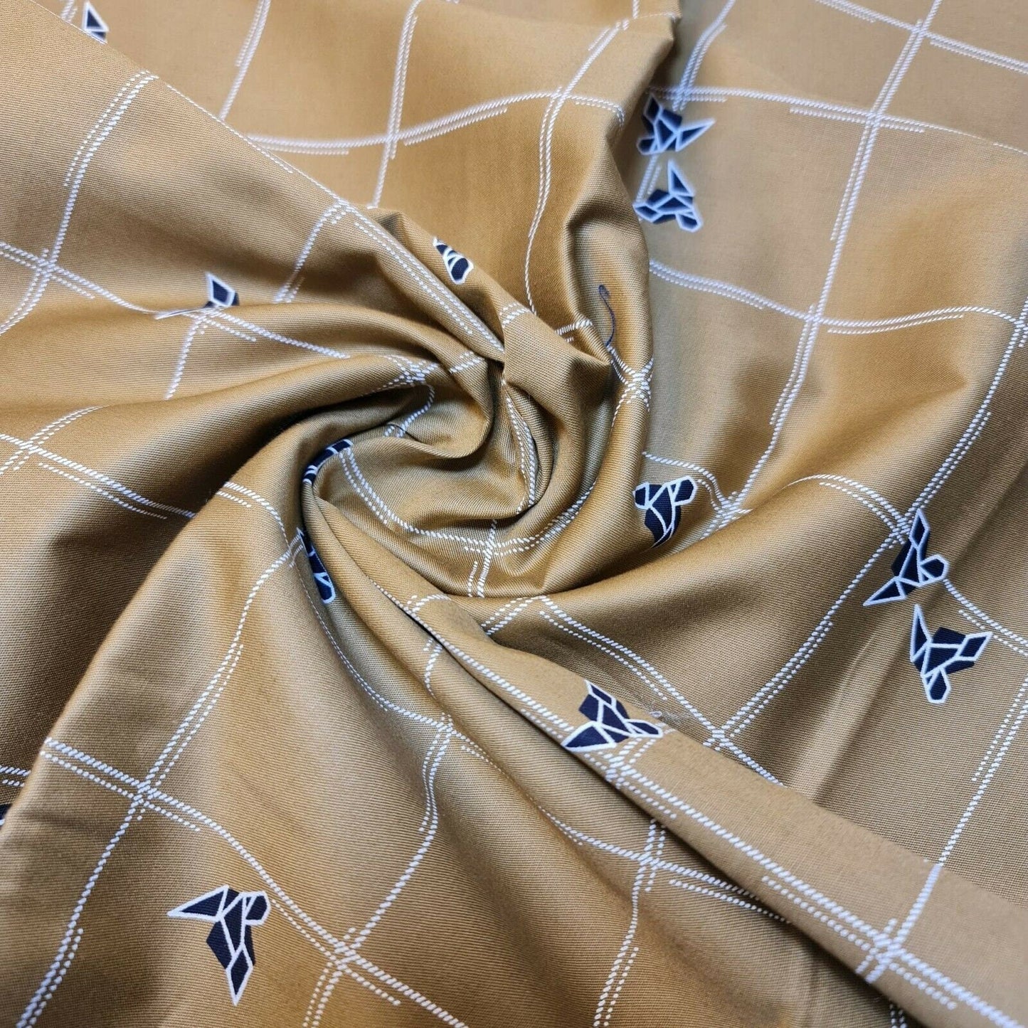 100% Cotton Drill Twill Fabric – 58" Wide Aztec Check Print for Workwear, Dresses & Craft Projects