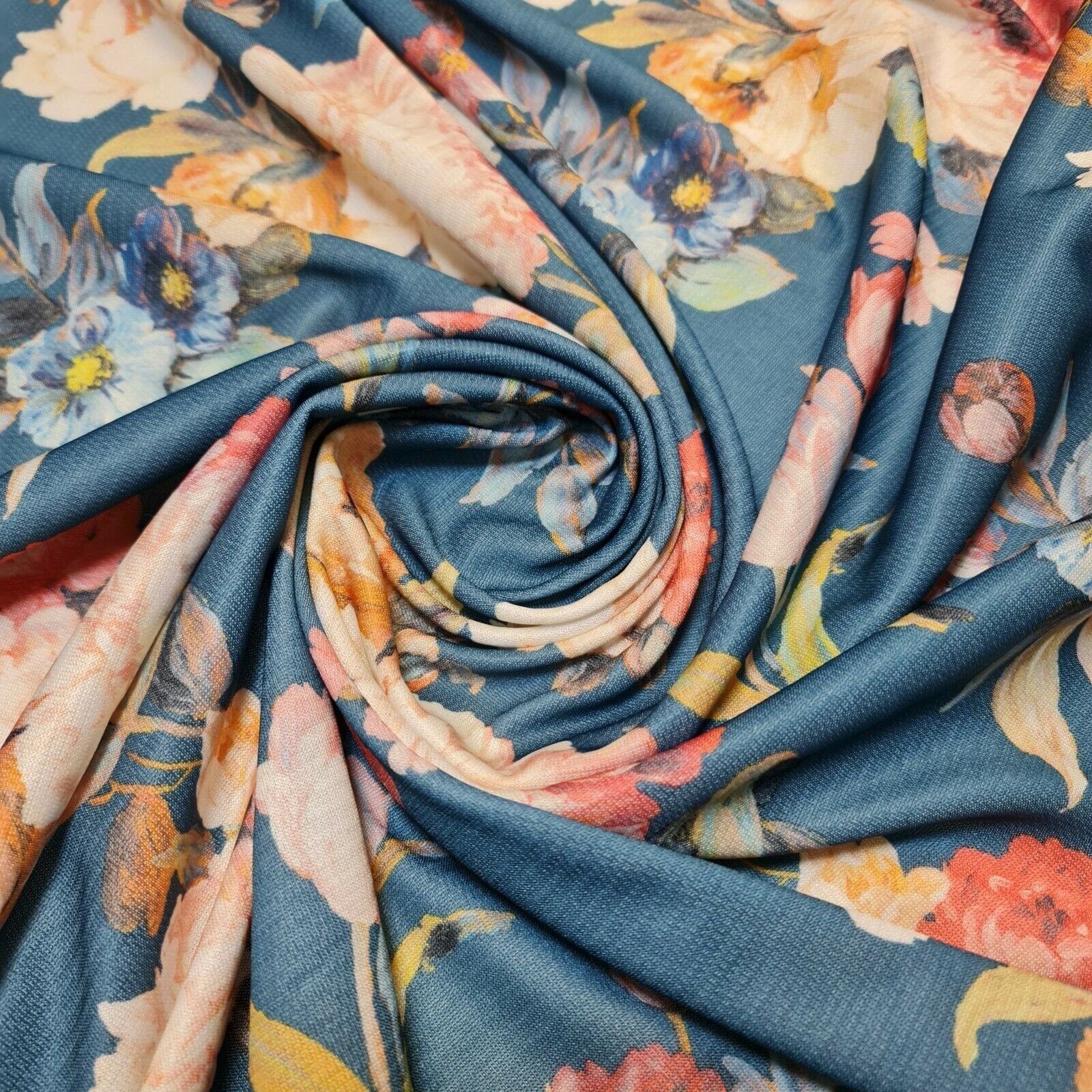 Floral Print Poly Viscose Stretch Jersey Fabric – Dress & Craft Material 58