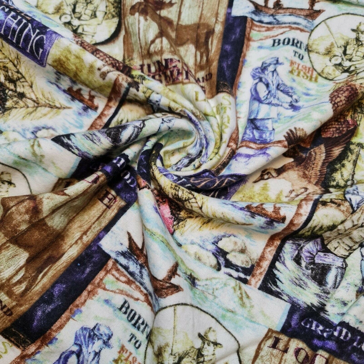 100% Cotton Brushed Flannel Winceyette Fabric – 44" Wide Printed Material for Quilting & Sewing Projects