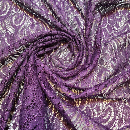 Cord Lace Crochet Fabric – 58" Wide Floral Glitter Embroidery for Bridal, Dress & Craft Material