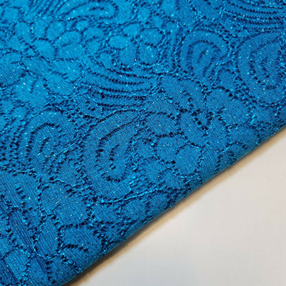 Cord Lace Crochet Fabric – 58" Wide Floral Glitter Embroidery for Bridal, Dress & Craft Material