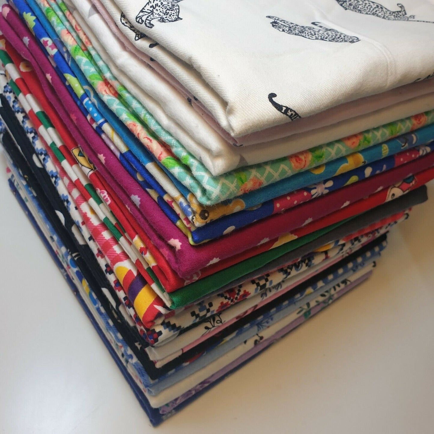 100% Cotton Brushed Flannel Winceyette Fabric – 44" Wide Printed Material for Quilting & Sewing Projects