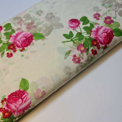 Floral Rose Soft Lawn Digital Print Craft Dress Material Polycotton Fabric 44"