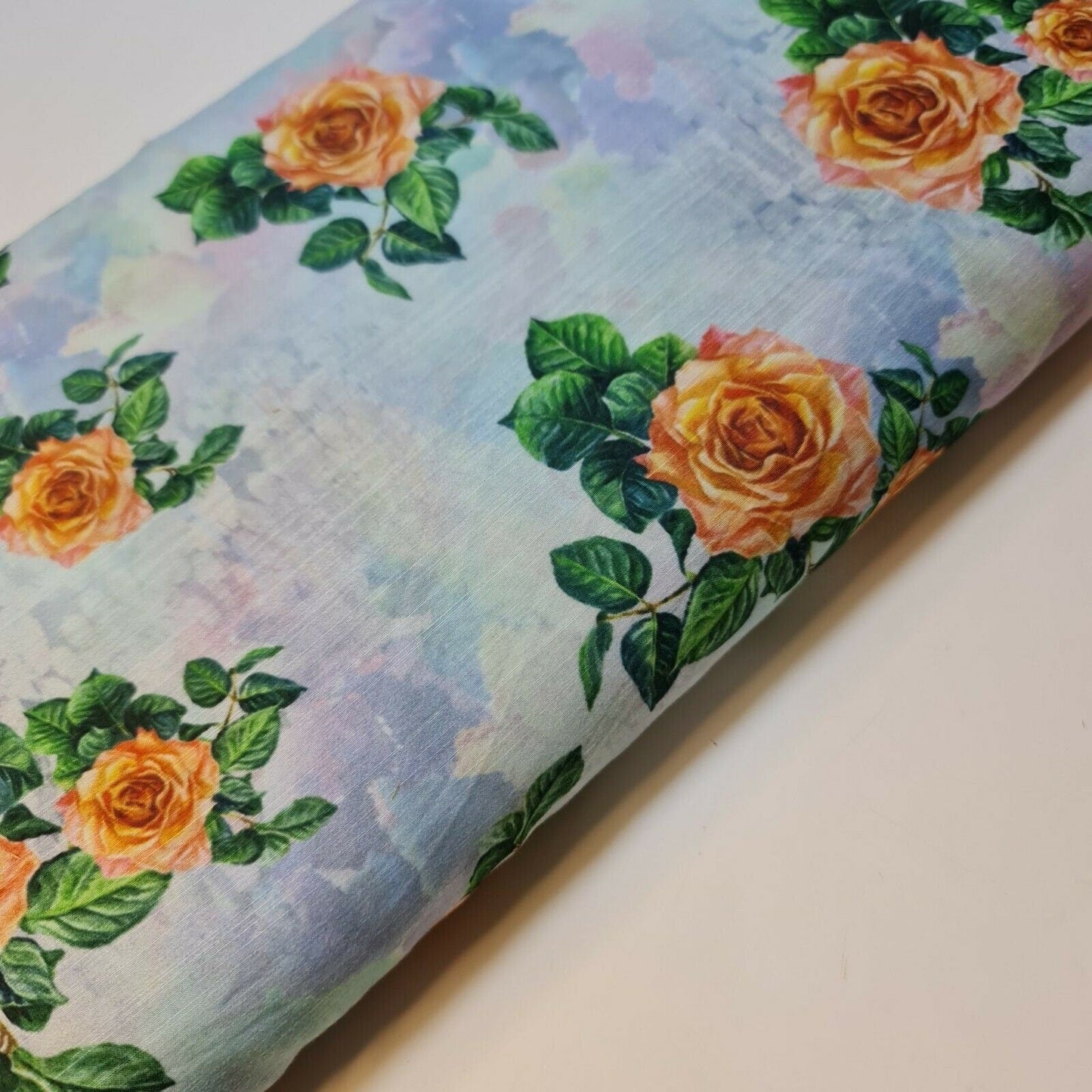 Floral Rose Soft Lawn Digital Print Craft Dress Material Polycotton Fabric 44"