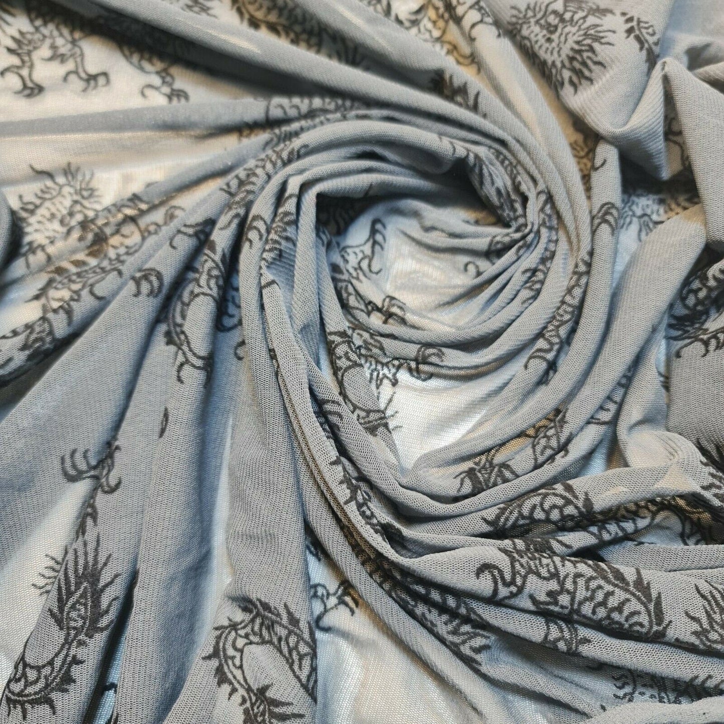 Power Net Fabric – 58" Wide Premium Printed Sheer 4-Way Stretch Mesh Dress Material