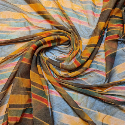 Power Net Fabric – 58" Wide Premium Printed Sheer 4-Way Stretch Mesh Dress Material