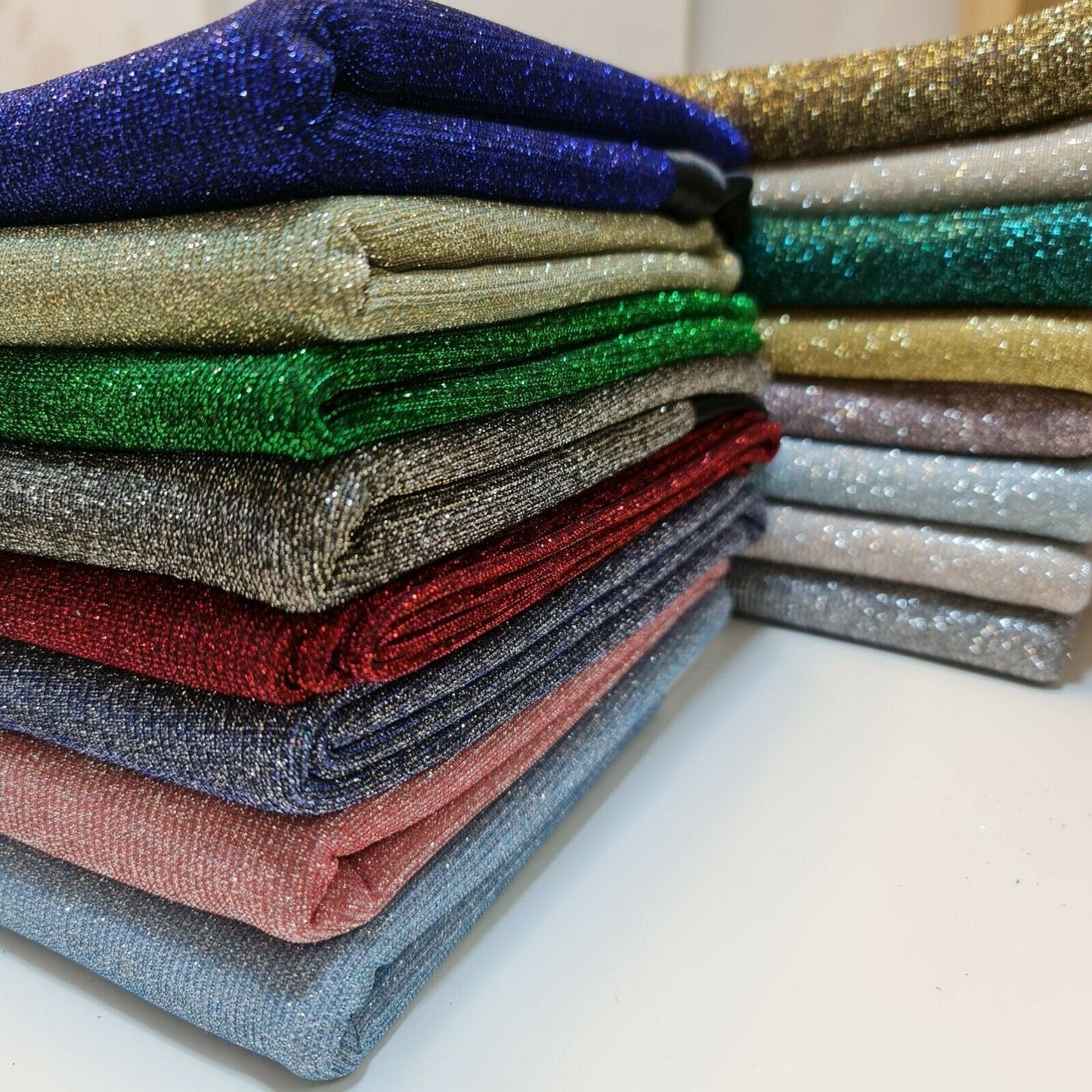 Shimmer Moonlight Stretch Glitter Nylon Fabric – 58" Wide Stardust Backdrop, Dress & Craft Material