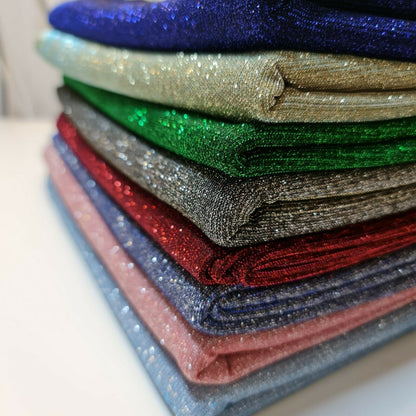 Shimmer Moonlight Stretch Glitter Nylon Fabric – 58" Wide Stardust Backdrop, Dress & Craft Material