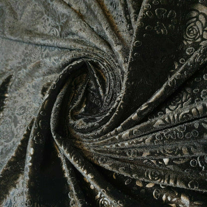 Roses Floral Embossed Stretch Velvet Velour Fabric – 58" Wide Premium Dress & Craft Material