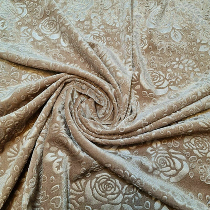 Roses Floral Embossed Stretch Velvet Velour Fabric – 58" Wide Premium Dress & Craft Material