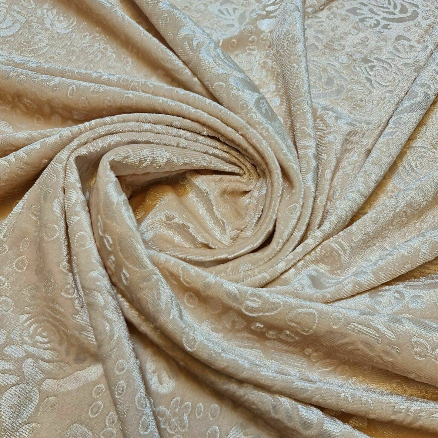 Roses Floral Embossed Stretch Velvet Velour Fabric – 58" Wide Premium Dress & Craft Material