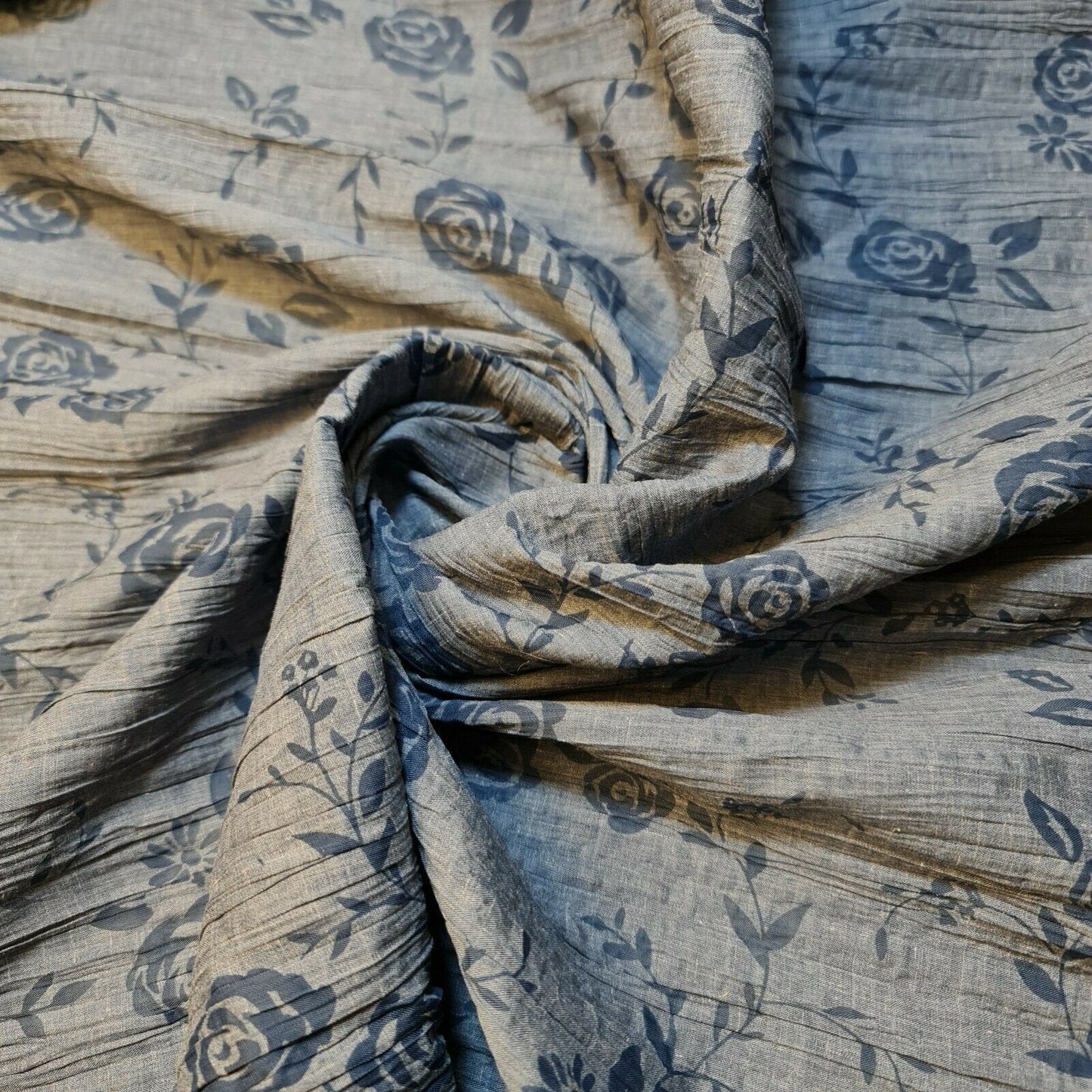 Creased Crinkle 100% Cotton Fabric – 55" Wide Plain & Boho Floral Dress & Craft Material