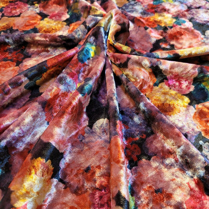 Stretch Animal & Floral Printed Velvet Fabric – 58" Wide Soft Upholstery, Patchwork & Craft Material