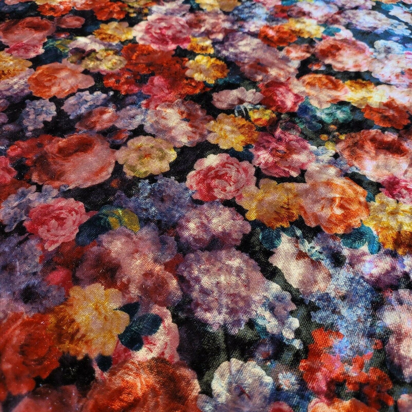 Stretch Animal & Floral Printed Velvet Fabric – 58" Wide Soft Upholstery, Patchwork & Craft Material