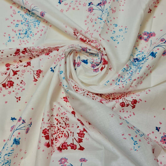 Clearance 100% Cotton Baby Ivory Leopard Ditsy Floral Dress Craft Material Meter