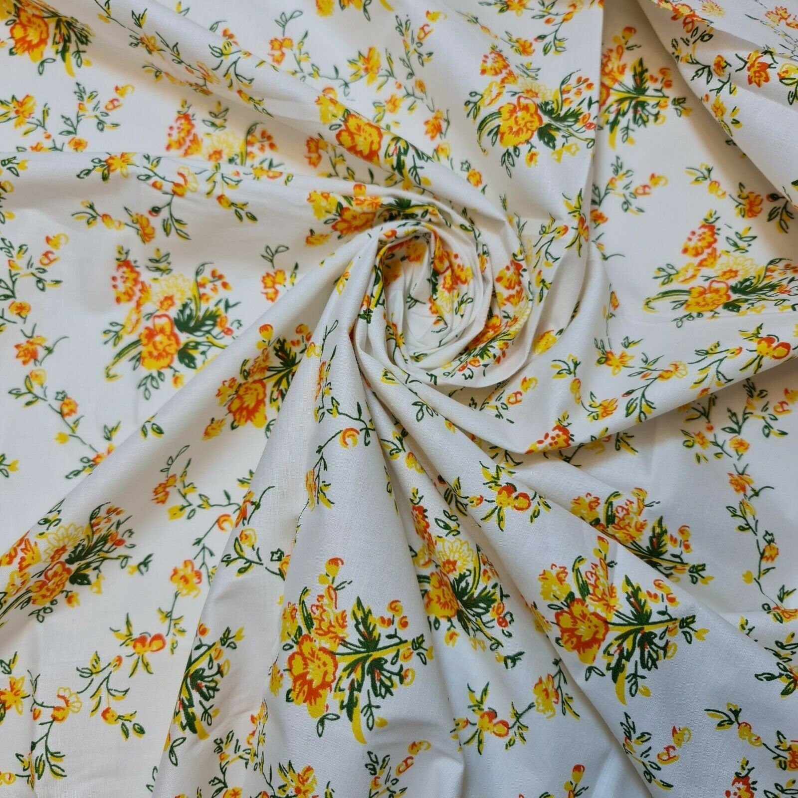Clearance 100% Cotton Baby Ivory Leopard Ditsy Floral Dress Craft Material Meter