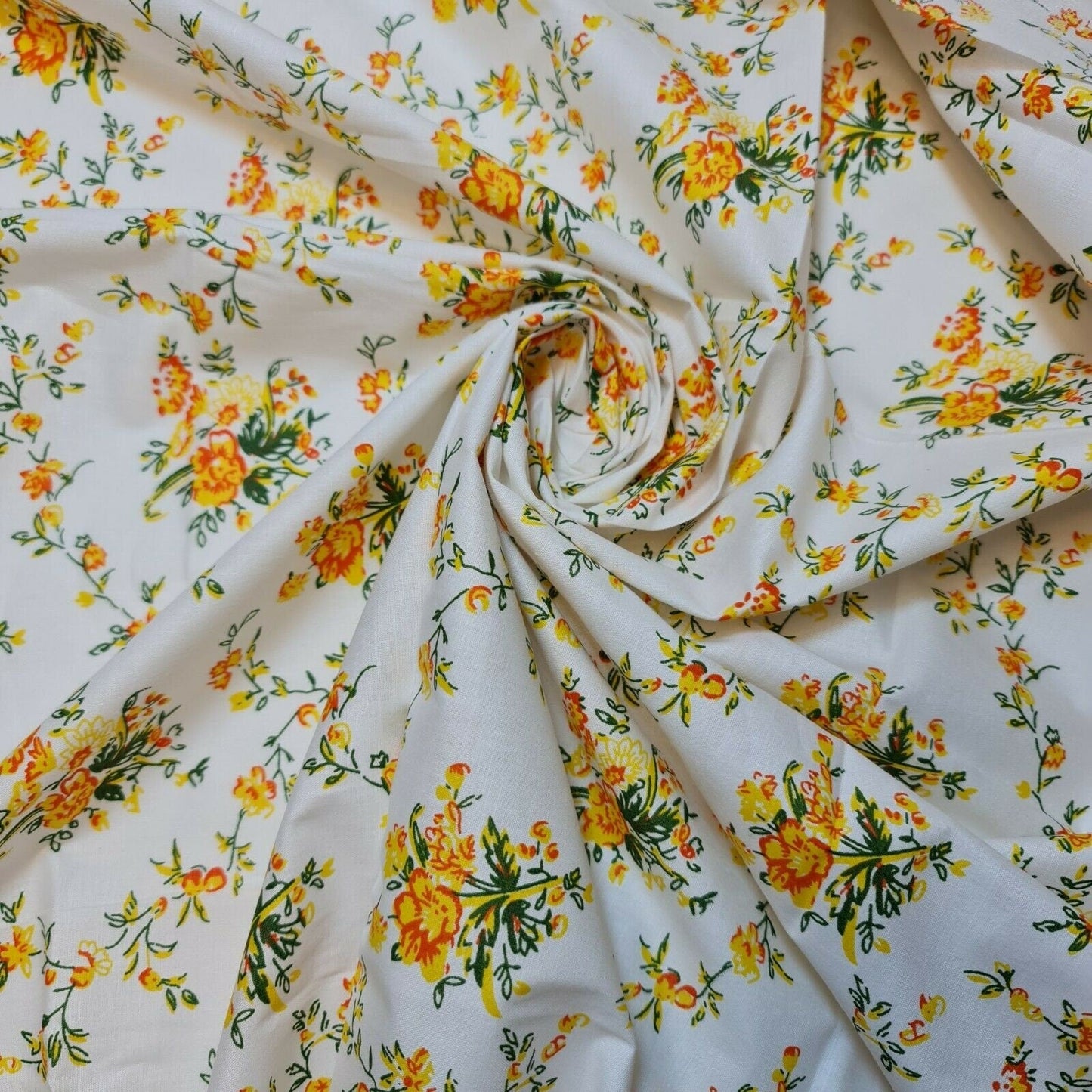 Clearance 100% Cotton Baby Ivory Leopard Ditsy Floral Dress Craft Material Meter