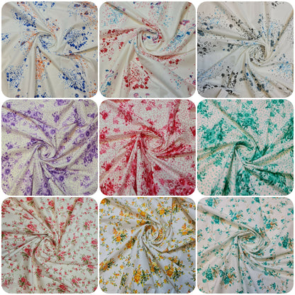 Clearance 100% Cotton Baby Ivory Leopard Ditsy Floral Dress Craft Material Meter