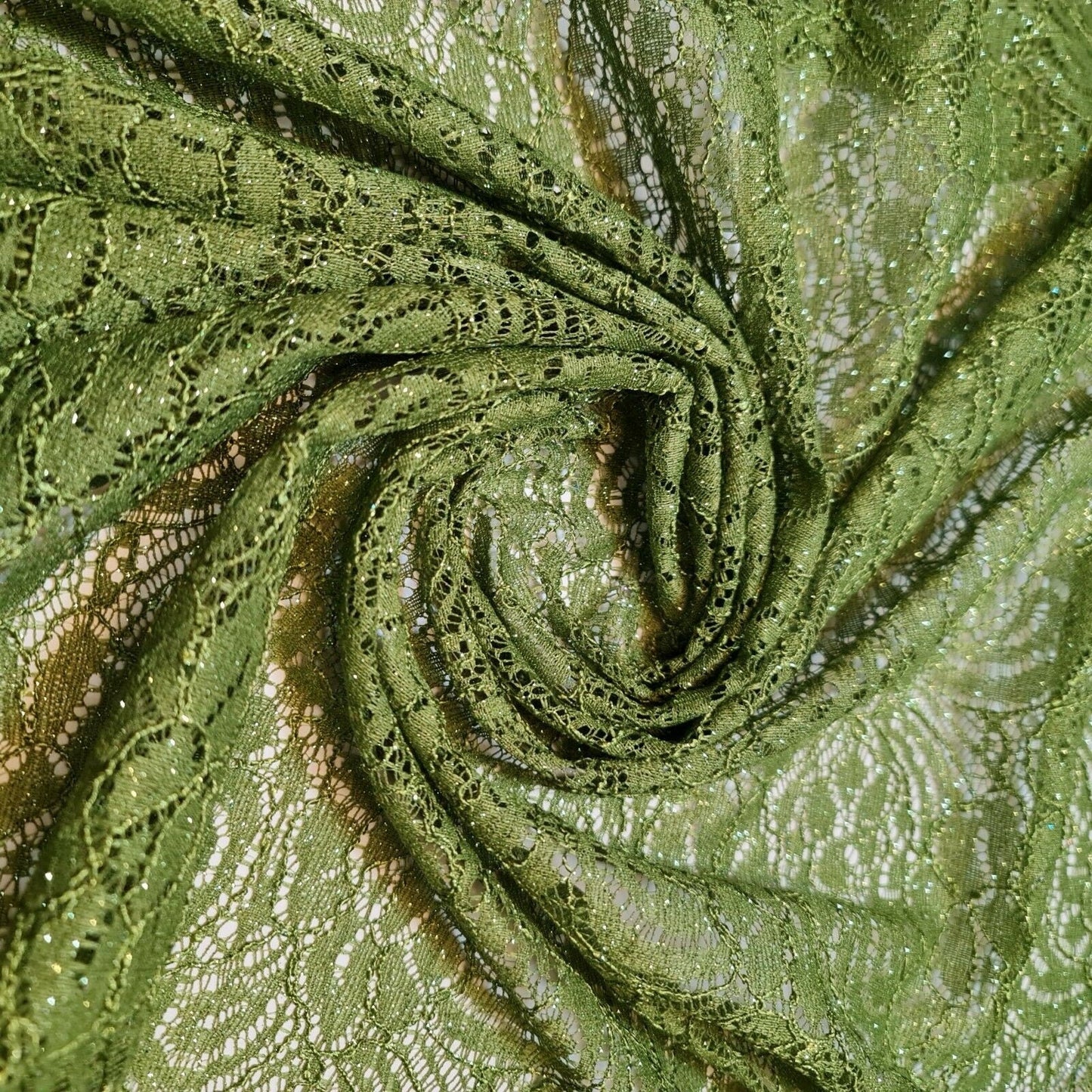 Cord Lace Crochet Fabric – 58" Wide Floral Glitter Embroidery for Bridal, Dress & Craft Material