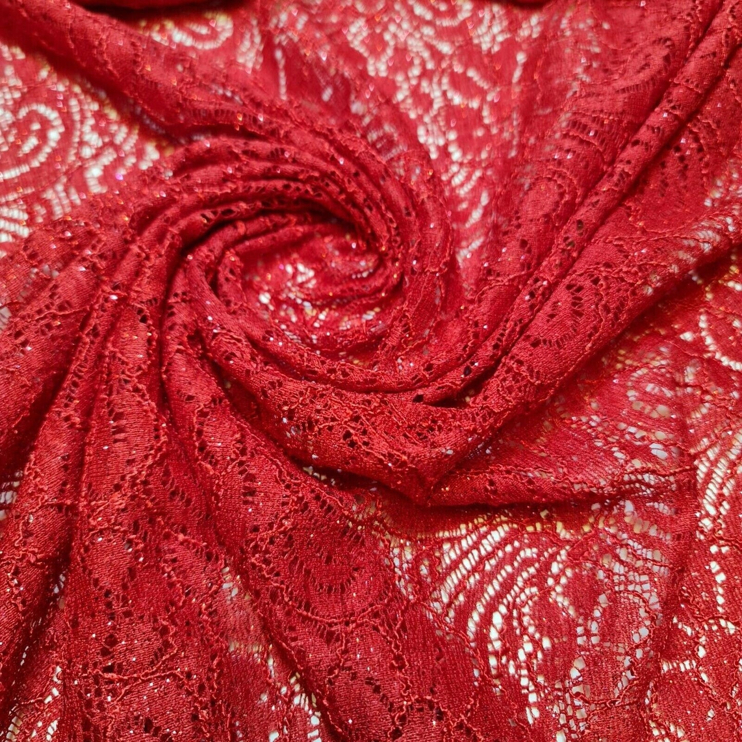 Cord Lace Crochet Fabric – 58" Wide Floral Glitter Embroidery for Bridal, Dress & Craft Material