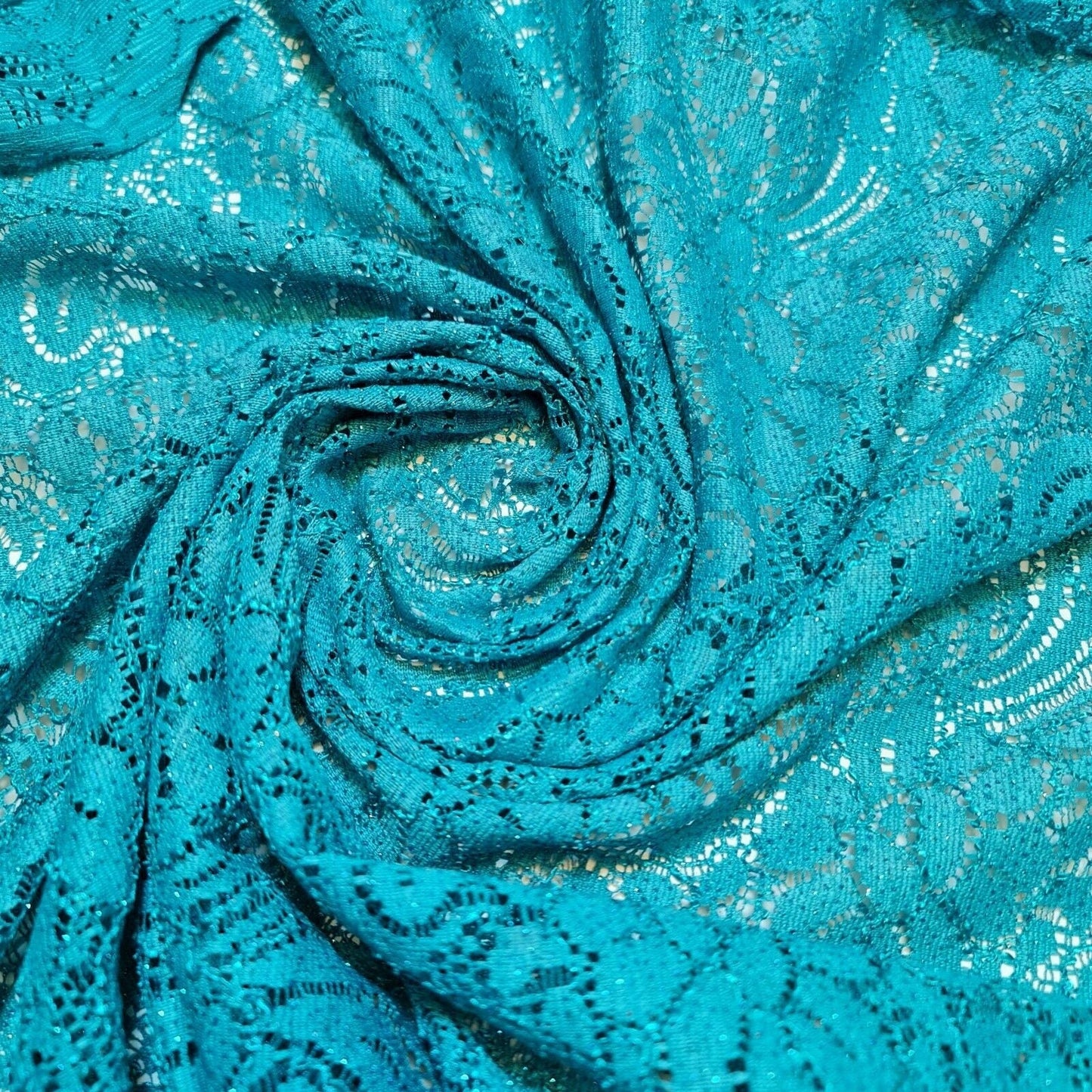 Cord Lace Crochet Fabric – 58" Wide Floral Glitter Embroidery for Bridal, Dress & Craft Material