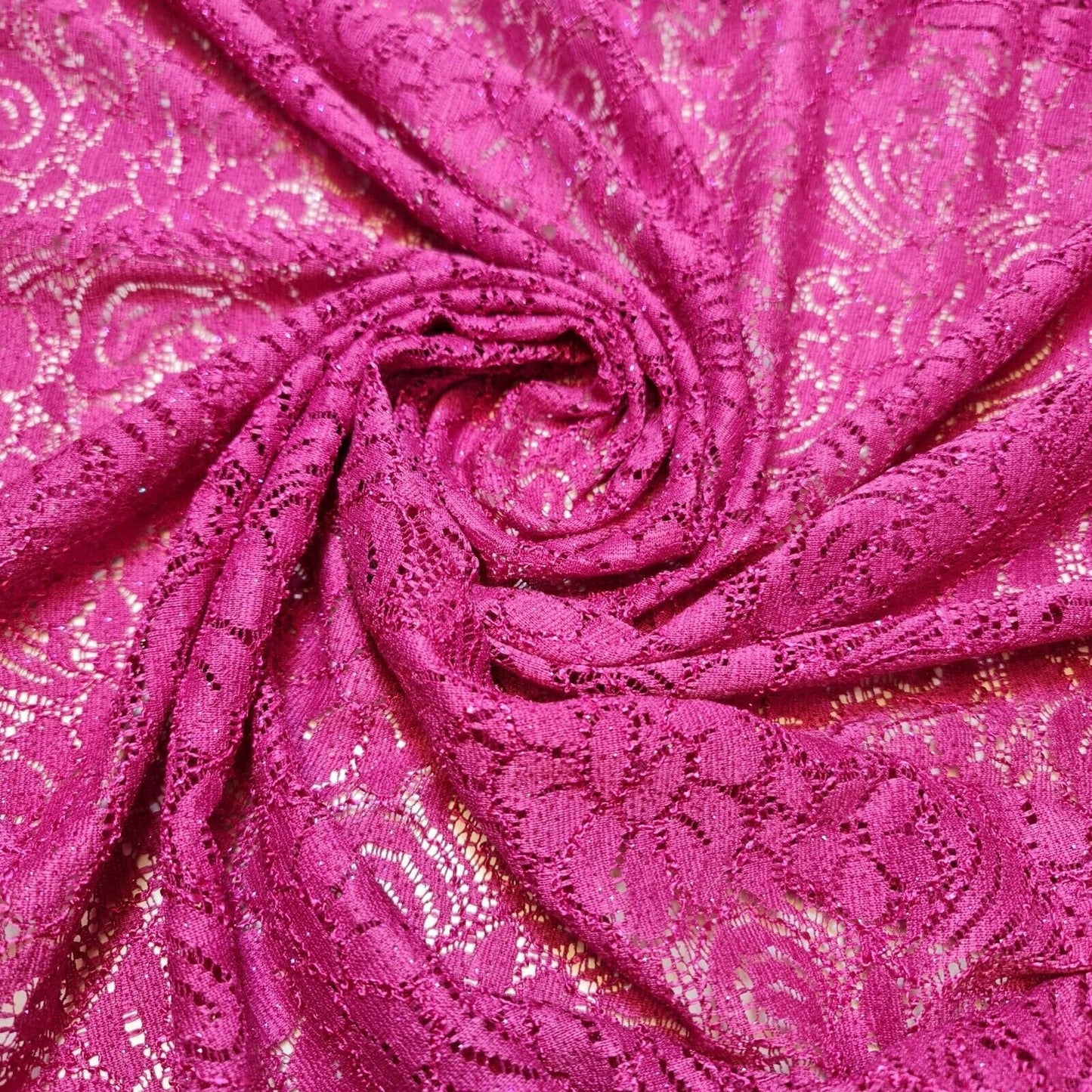 Cord Lace Crochet Fabric – 58" Wide Floral Glitter Embroidery for Bridal, Dress & Craft Material