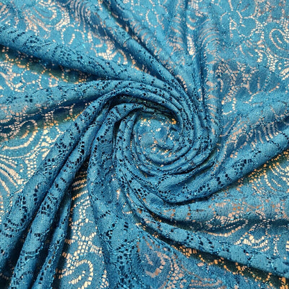 Cord Lace Crochet Fabric – 58" Wide Floral Glitter Embroidery for Bridal, Dress & Craft Material
