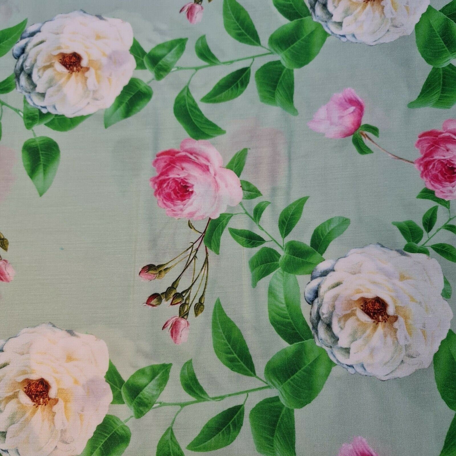 Floral Rose Soft Lawn Digital Print Craft Dress Material Polycotton Fabric 44