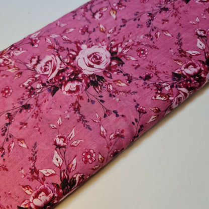 Floral Rose Soft Lawn Digital Print Craft Dress Material Polycotton Fabric 44"
