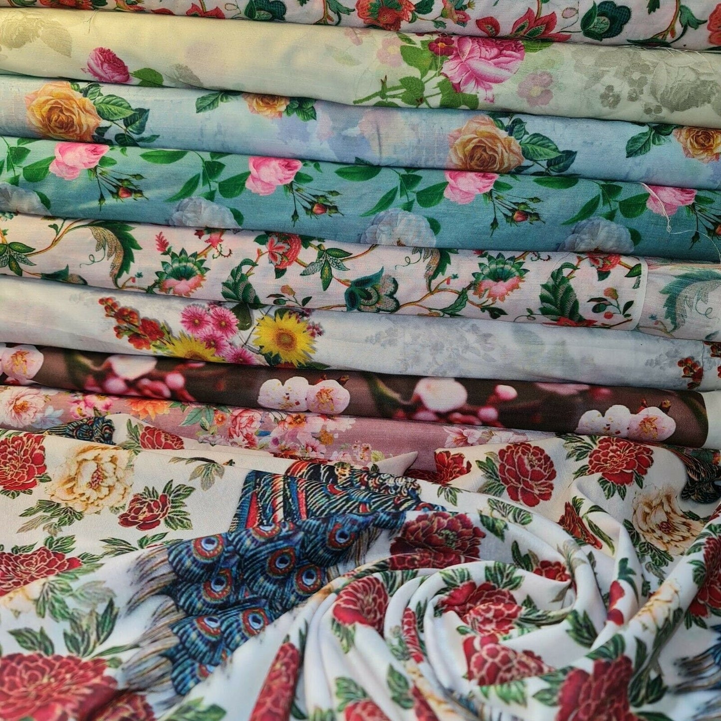 Floral Rose Soft Lawn Digital Print Craft Dress Material Polycotton Fabric 44"