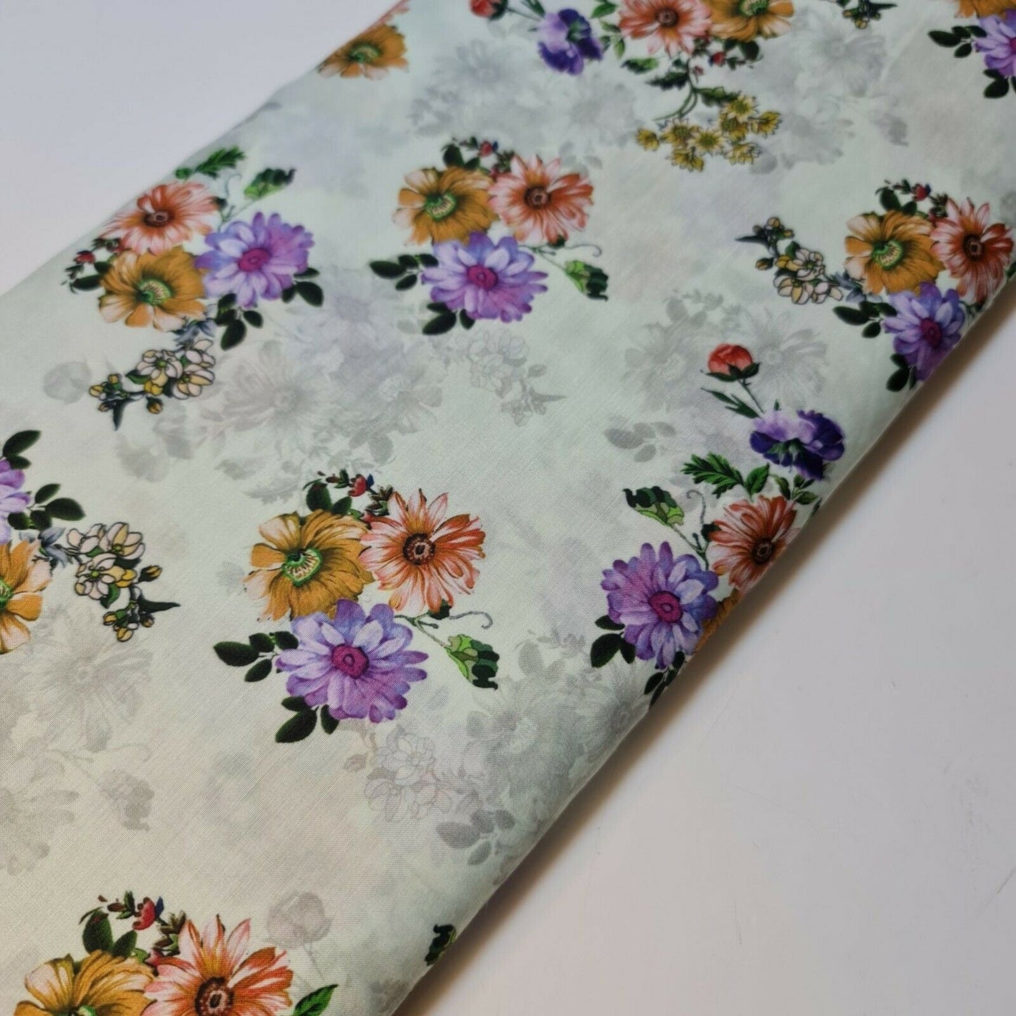 Floral Rose Soft Lawn Digital Print Craft Dress Material Polycotton Fabric 44"
