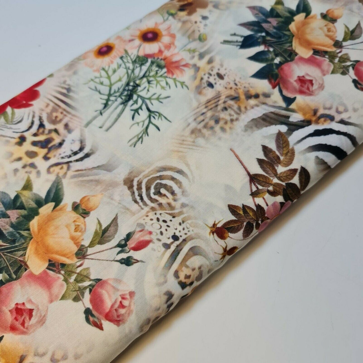 Floral Rose Soft Lawn Digital Print Craft Dress Material Polycotton Fabric 44"