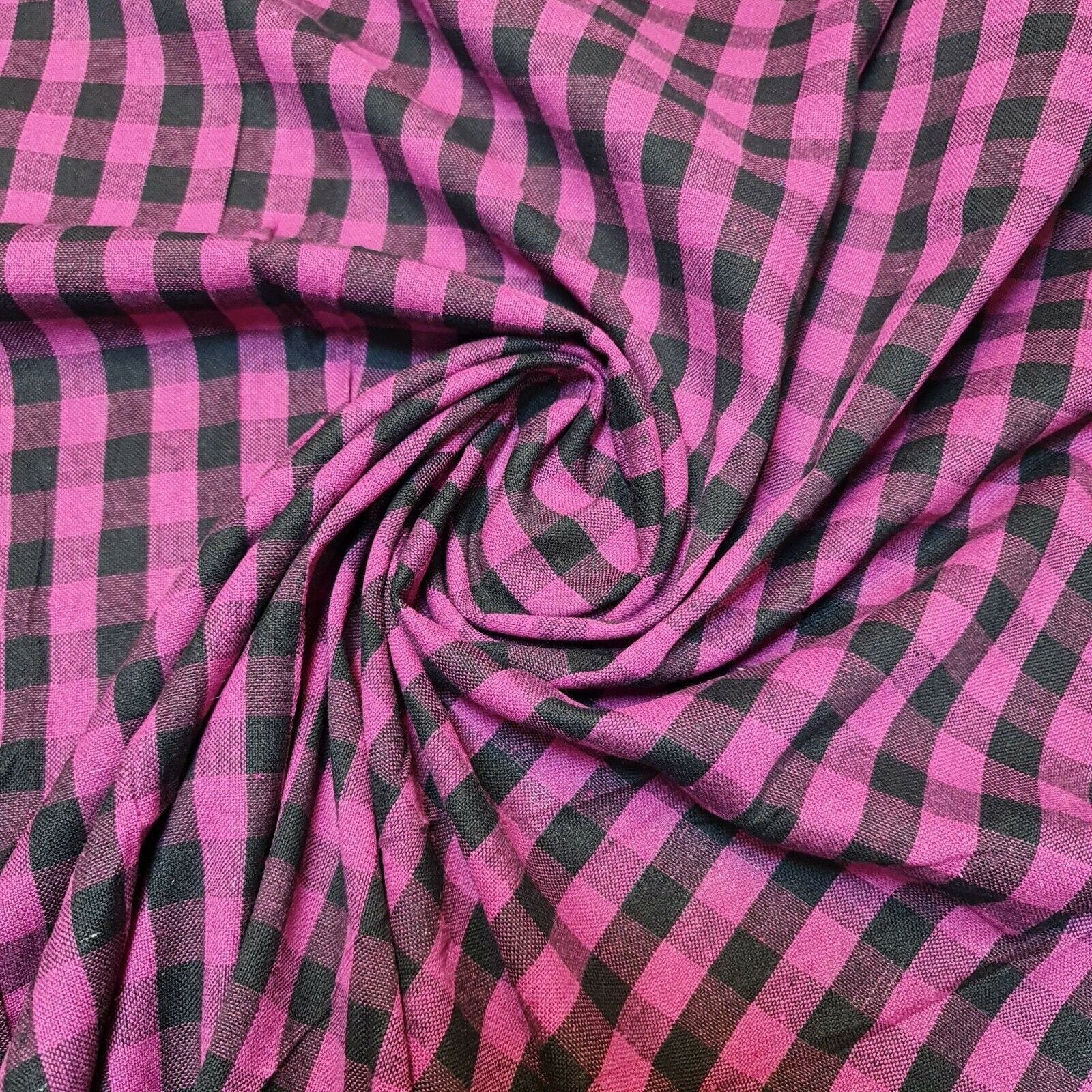 Premium 100% Cotton Gingham Khadi Handloom Fabric – 1/4